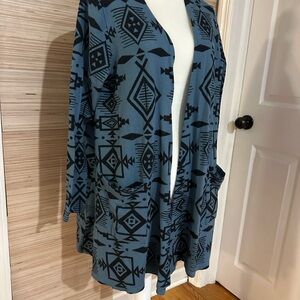 Lularoe Blue Geometric Patterned Cardigan